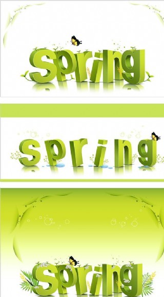 spring花纹立体字矢量素材图片